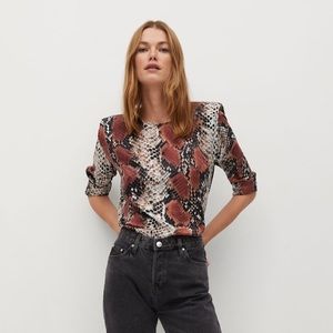 Printed blouse with shoulder pads